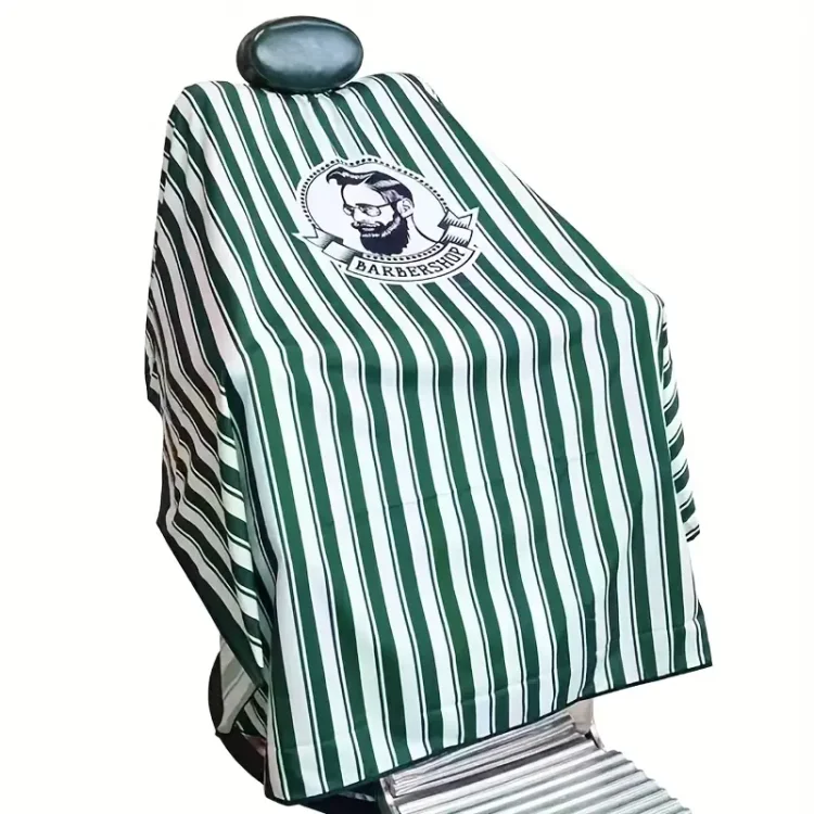 Επαγγελματική Μπέρτα Κουρέματος Barber Ριγέ Πράσινο 150cm x 135cm