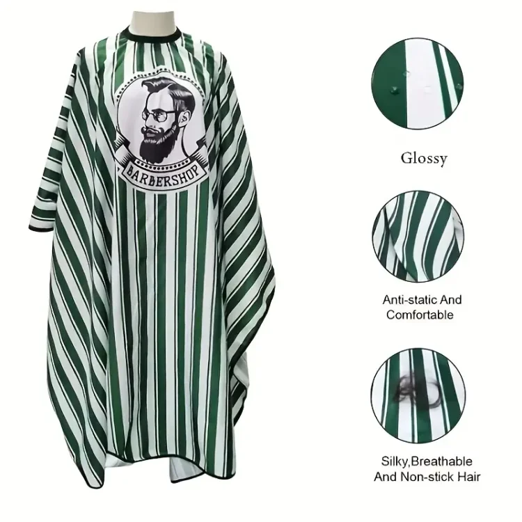 Επαγγελματική Μπέρτα Κουρέματος Barber Ριγέ Πράσινο 150cm x 135cm