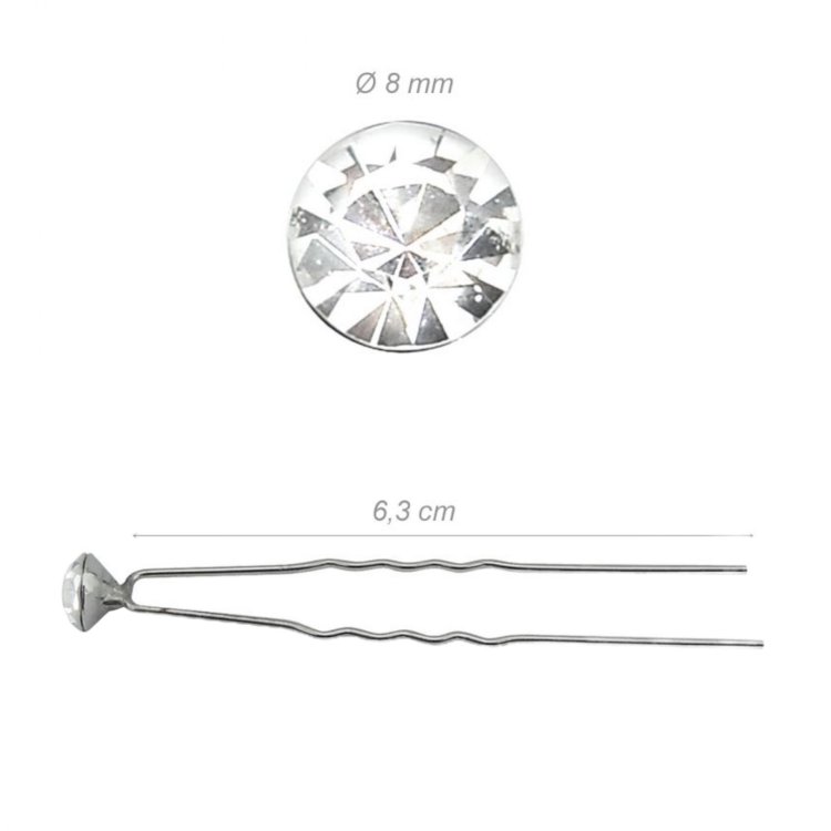 Φουρκέτες Μαλλιών Ασημί με Στρας – Σετ 20τμχ για Νυφικά Χτενίσματα & Κότσους