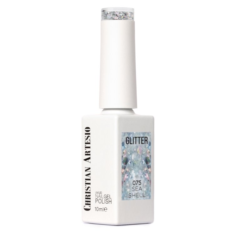 Ημιμόνιμο Βερνίκι Νυχιών Νο 075 Sea Shell Ασημί Glitter Παγιέτα 10ml - Christian Artesio