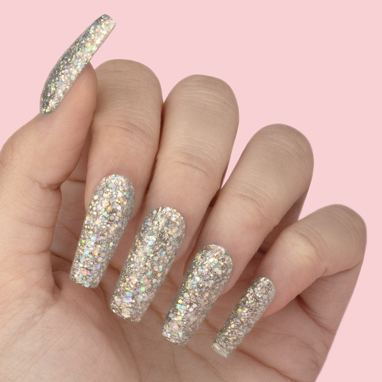 Gel Nail Polish No 075 Sea Shell Silver Sequin Glitter 10ml - Christian Artesio