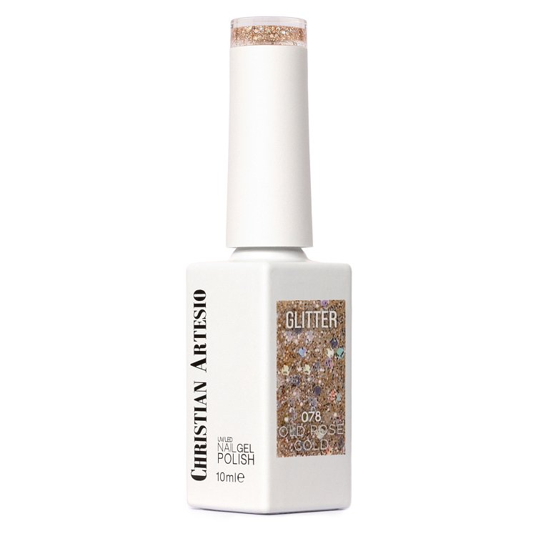 Gel Nail Polish No 078 Rose Gold Sequin Glitter 10ml - Christian Artesio