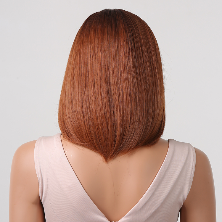 Περούκα Συνθετική Χάλκινη Ίσια Καρέ με Φράντζα