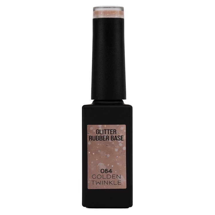 Ημιμόνιμο Βερνίκι Rubber Base Golden Twinkle No 084 Nude Glitter 10ml