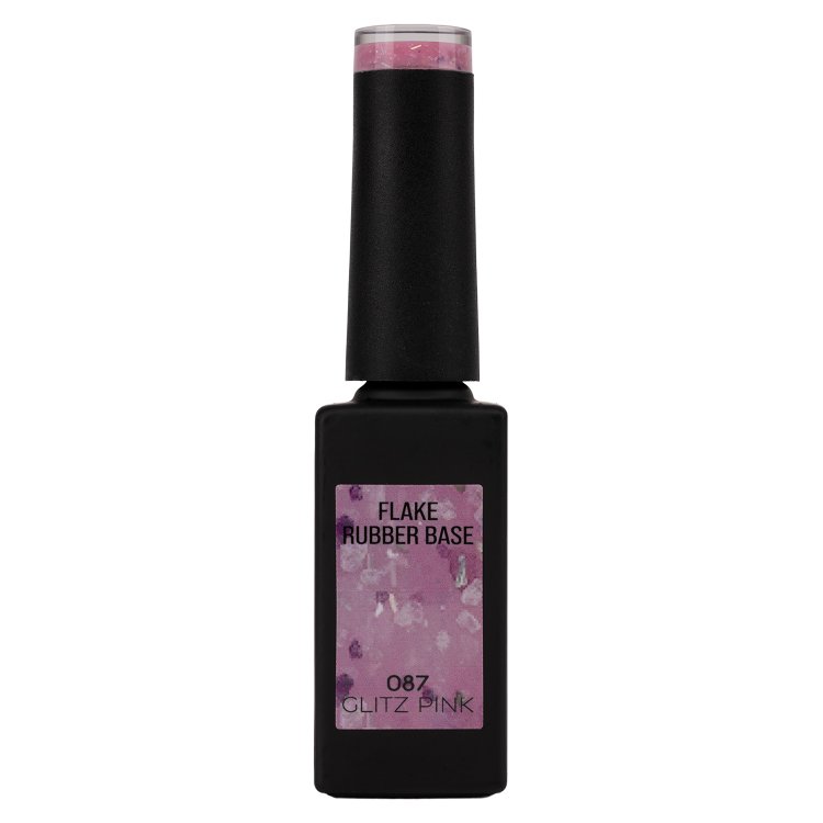 Ημιμόνιμο Βερνίκι Rubber Base Glitz Pink No 087 Ροζ Παγιέτα Flakes 10ml