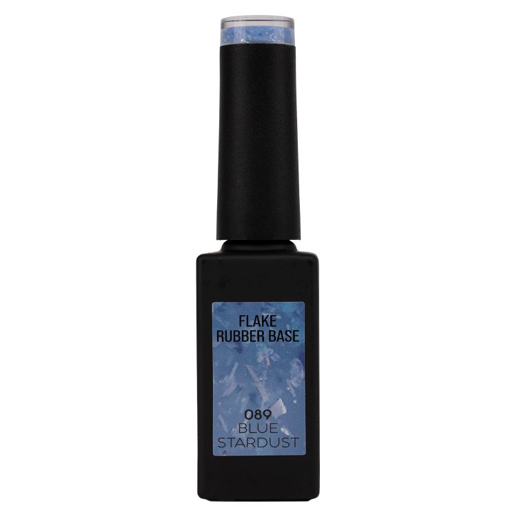 Ημιμόνιμο Βερνίκι Rubber Base Blue Stardust No 089 Μπλε Παγιέτα Flakes 10ml