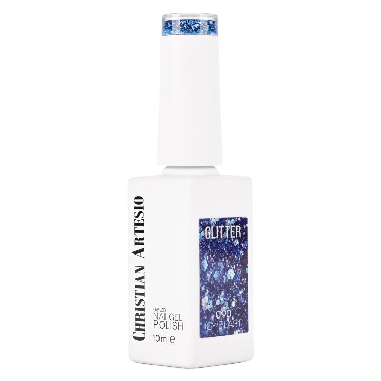 Ημιμόνιμο Βερνίκι Νυχιών Νο 090 Μπλε Glitter Παγιέτα 10ml - Christian Artesio