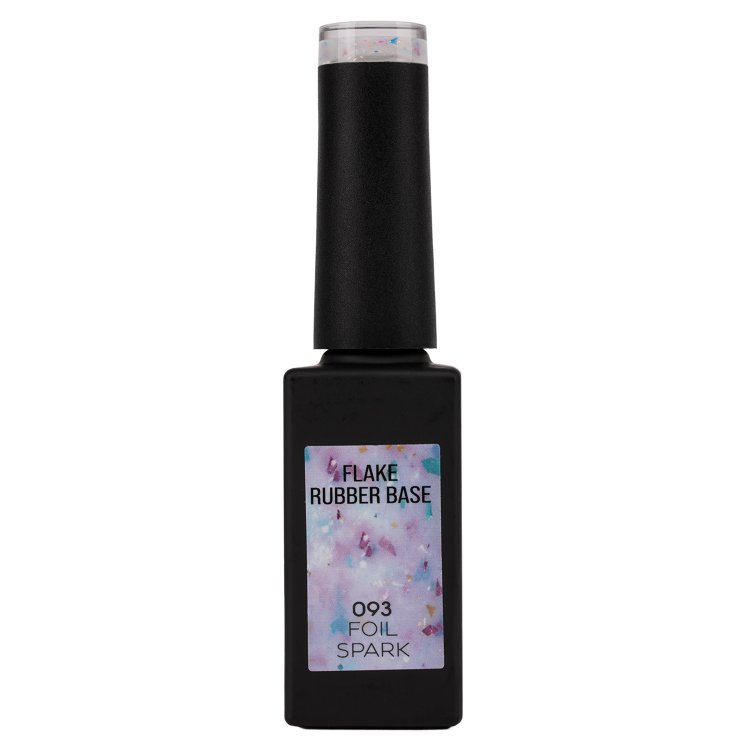 Ημιμόνιμο Βερνίκι Rubber Base Foil Spark No 093 Γαλακτερό Παγιέτα Flakes 10ml