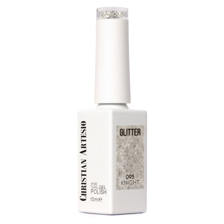 Ημιμόνιμο Βερνίκι Νυχιών Νο 095 Ασημί Παγιέτα Glitter 10ml - Christian Artesio
