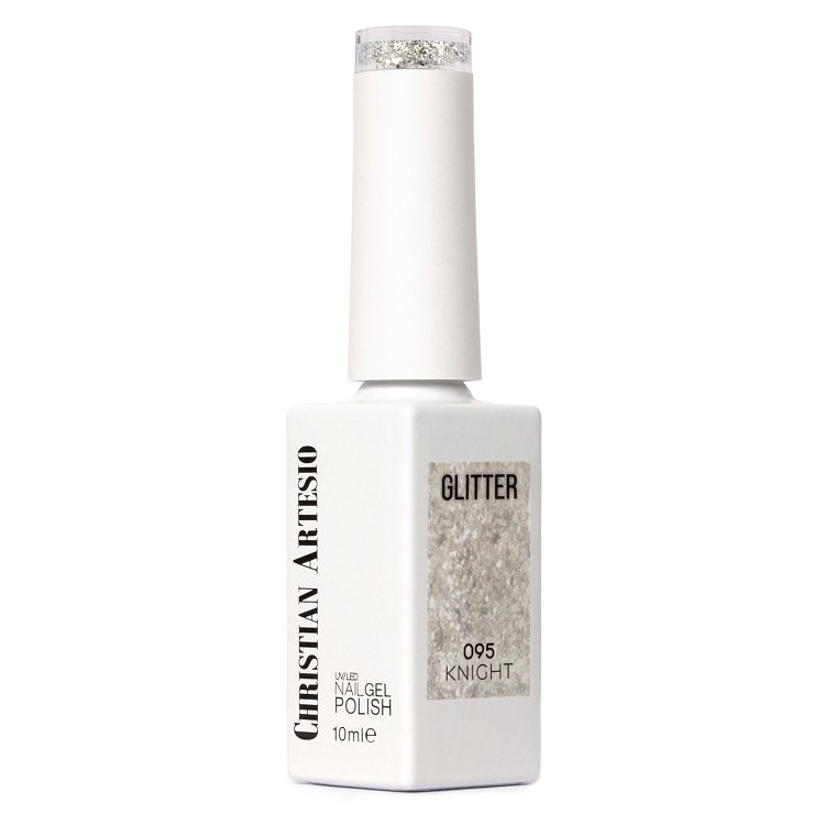 Gel Nail Polish No 095 Silver Sequin Glitter 10ml - Christian Artesio