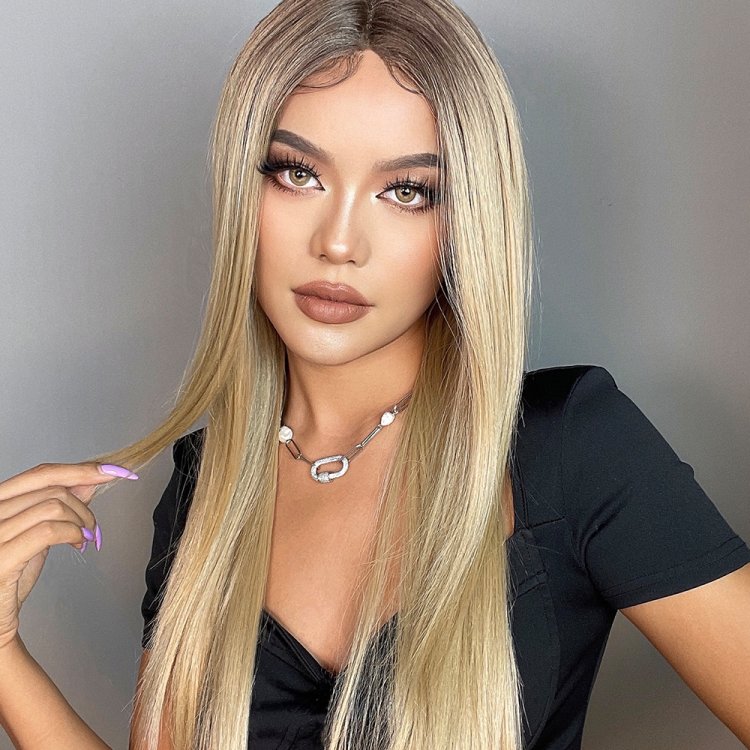 Περούκα Συνθετική Ξανθιά Όμπρε Μακριά Ίσια