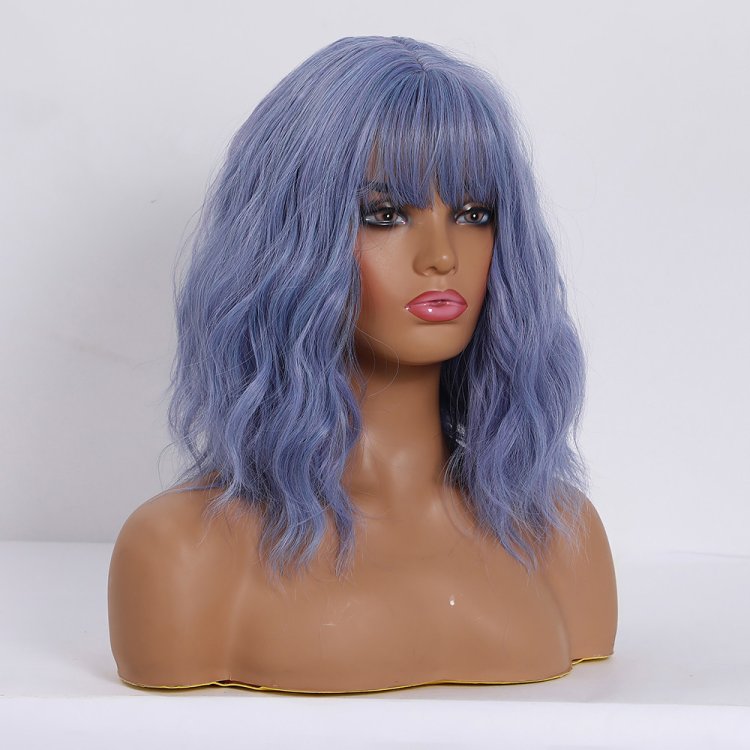 Περούκα Συνθετική Λιλά Καρέ Κυματιστή