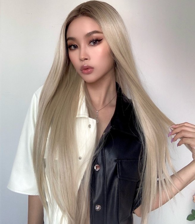 Περούκα Συνθετική Ξανθιά Σαντρέ Όμπρε Μακριά Ίσια