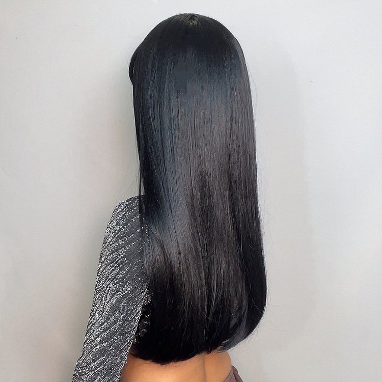 Synthetic Hair Wig Black Long with Fringe