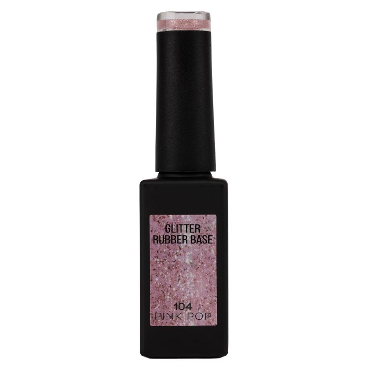 Ημιμόνιμο Βερνίκι Rubber Base Pink Pop No 104 Ροζ Glitter 10ml