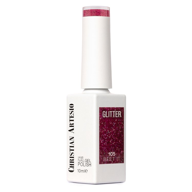 Gel Nail Polish No 105 Burgundy Iridescent Glitter 10ml – Christian Artesio