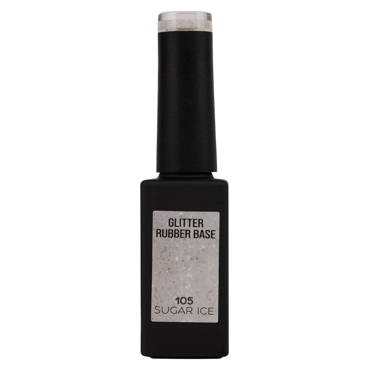 Ημιμόνιμο Βερνίκι Rubber Base Sugar Ice No 105 Ημιδιάφανο Λευκό Glitter 10ml