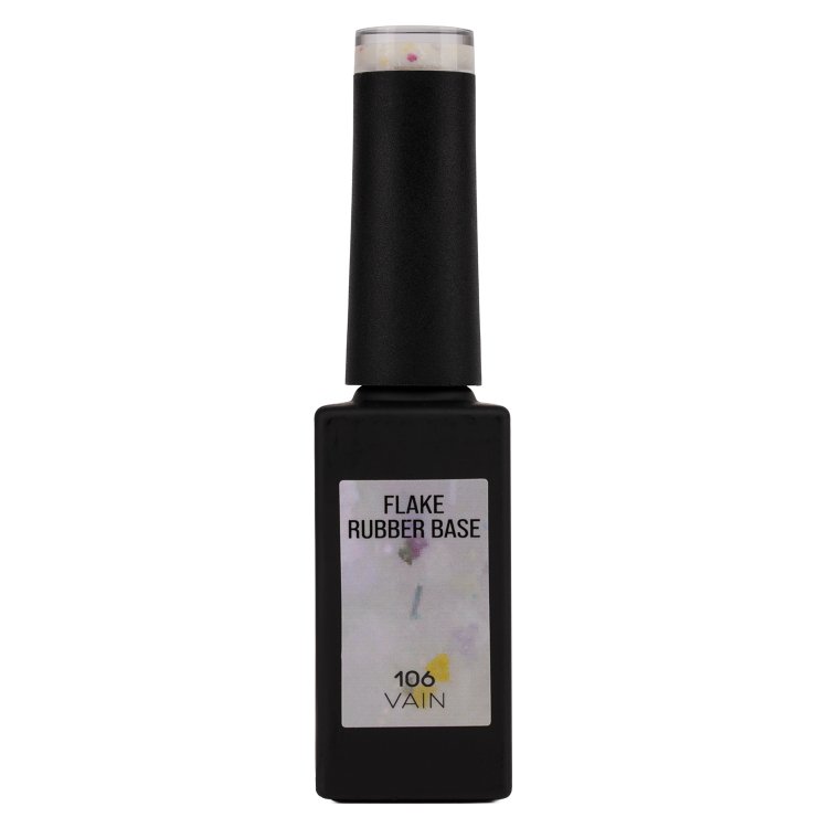 Ημιμόνιμο Βερνίκι Rubber Base Vain No 106 Παστέλ Κίτρινο Παγιέτα Flakes 10ml