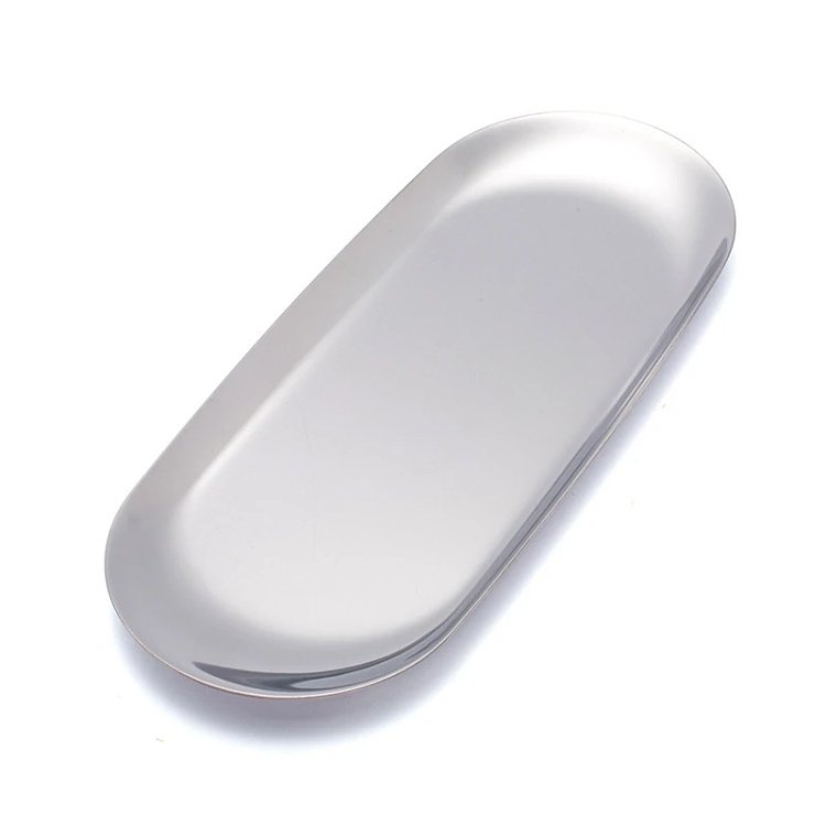 Nail Tool/Accessories Placement Plate Silver Oval Shape