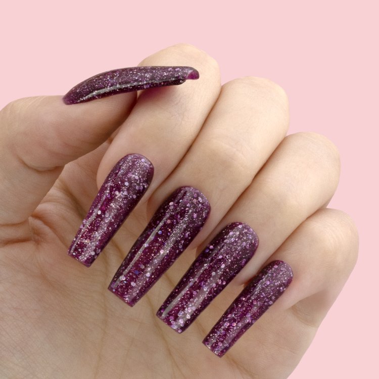 Ημιμόνιμο Βερνίκι Νυχιών Νο 154 Μωβ Glitter Παγιέτα 10ml