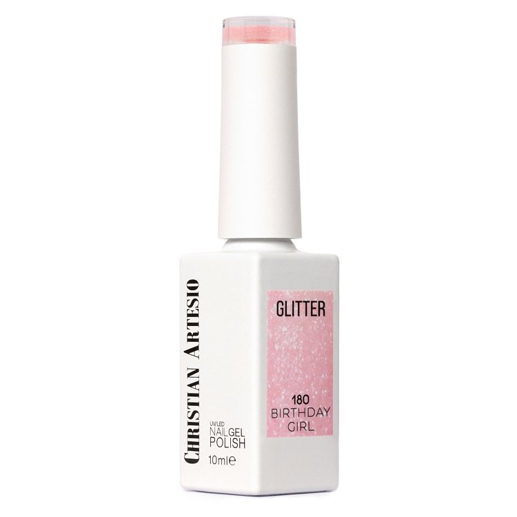 Nail Gel Polish Birthday Girl No 180 Pink Glitter 10ml