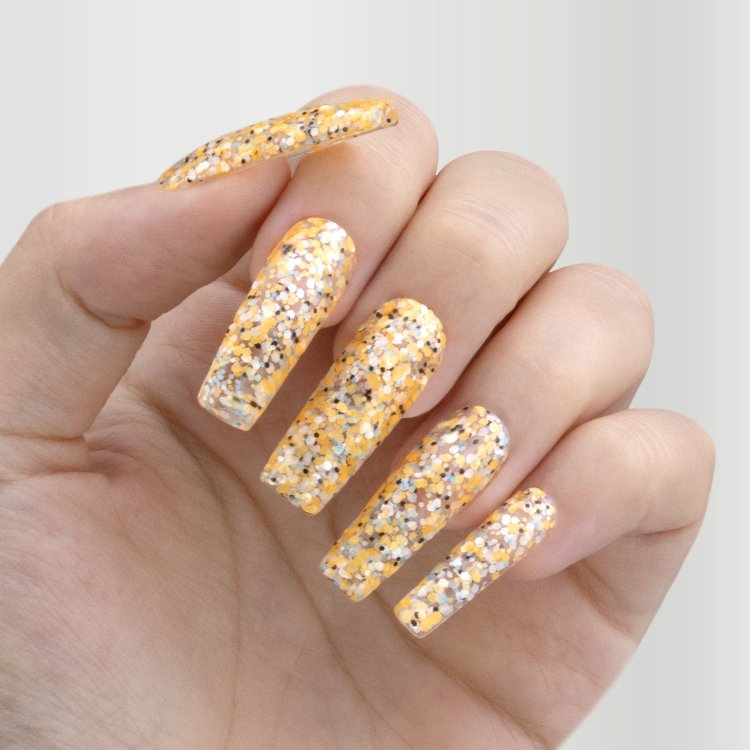 Ημιμόνιμο Βερνίκι Νυχιών Νο 202 Κίτρινο Παγιέτα Flakes 10ml