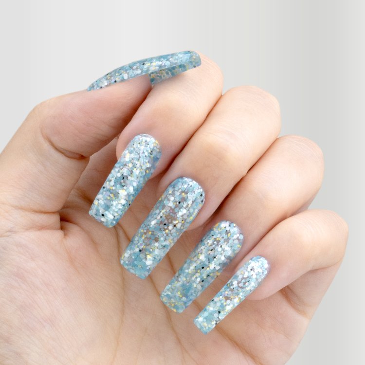 Ημιμόνιμο Βερνίκι Νυχιών Νο 204 Γαλάζιο Παγιέτα Flakes 10ml