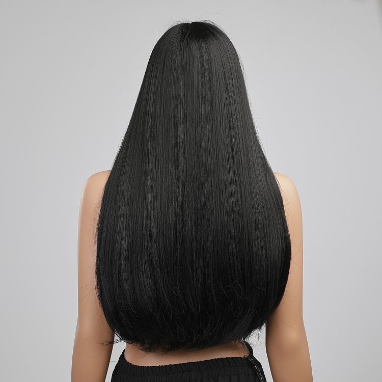 Synthetic Hair Wig Black Long with Fringe