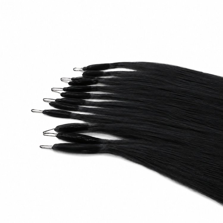 Nano Ring Hair Extensions #1 Black 50cm 10pcs