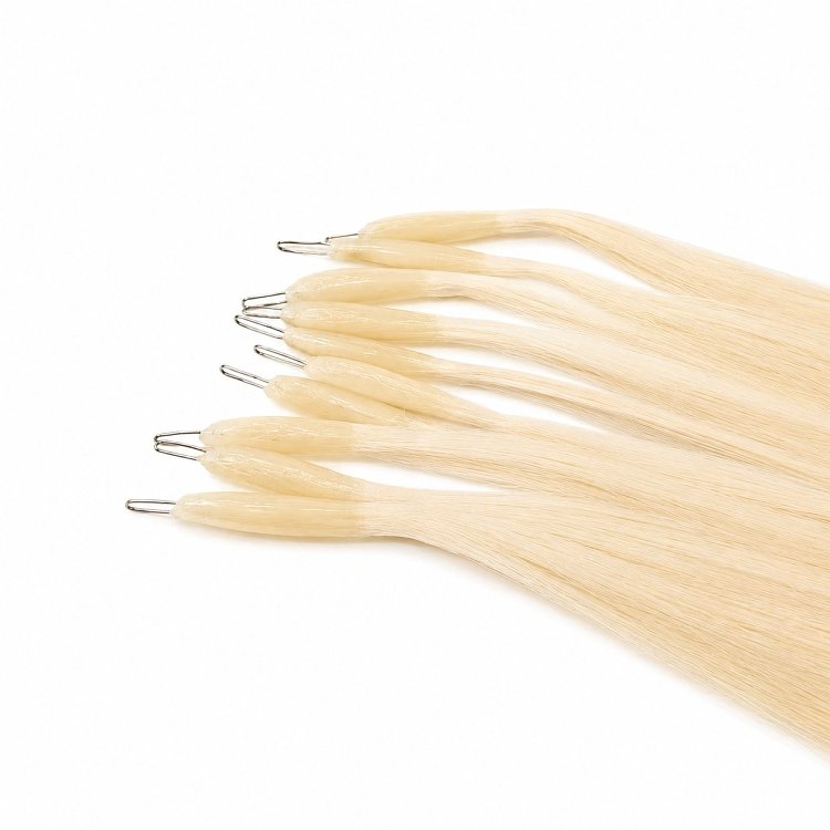 Nano Ring Haarverlangerungen Echthaar #60A Hellblond 50cm 10Stk