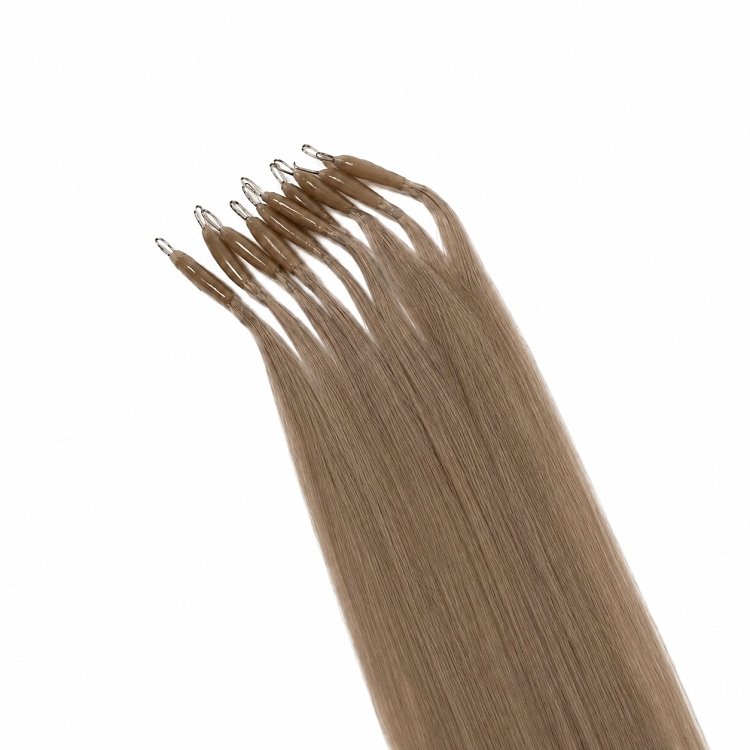 Nano Ring Haarverlangerungen Echthaar #5A Aschblond 50cm 10Stk