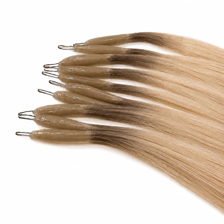 Nano Ring Extensions Φυσική Τρίχα #SB Ξανθό Όμπρε 50cm 10τμχ