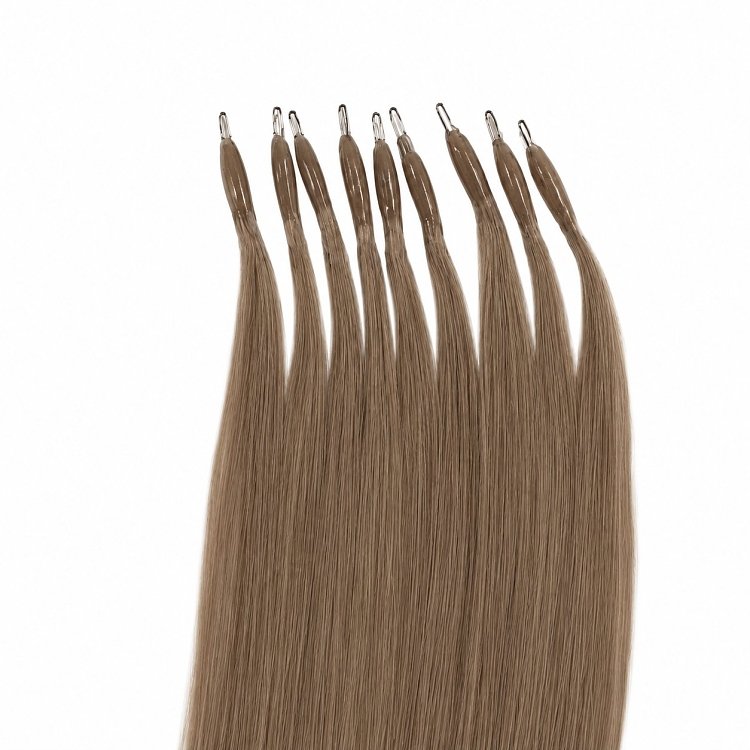 Nano Ring Haarverlangerungen Echthaar #5A Aschblond 50cm 10Stk