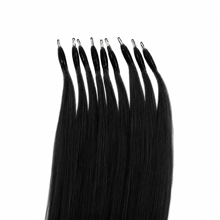 Nano Ring Hair Extensions #1 Black 50cm 10pcs
