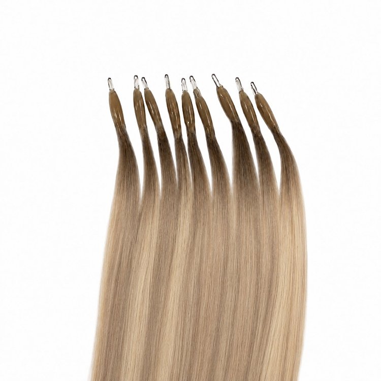 Nano Ring Extensions Φυσική Τρίχα #SB Ξανθό Όμπρε 50cm 10τμχ