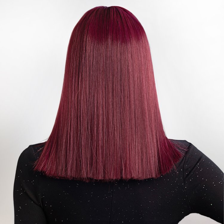 Περούκα Συνθετική Κόκκινο Βουργουνδίας Ίσια Μακρύ Καρέ με Φράντζα