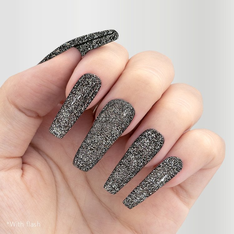 Nail Gel Polish Flashy No 355 Black Glitter 10ml