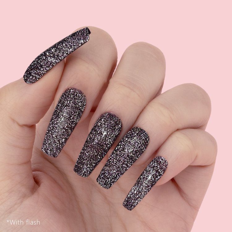 Ημιμόνιμο Βερνίκι Νυχιών Flash On Prom Queen Νο 375 Σκούρο Μωβ Glitter 10ml