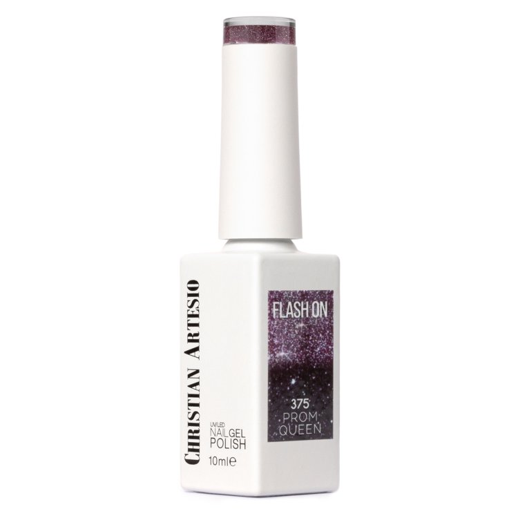 Ημιμόνιμο Βερνίκι Νυχιών Flash On Prom Queen Νο 375 Σκούρο Μωβ Glitter 10ml