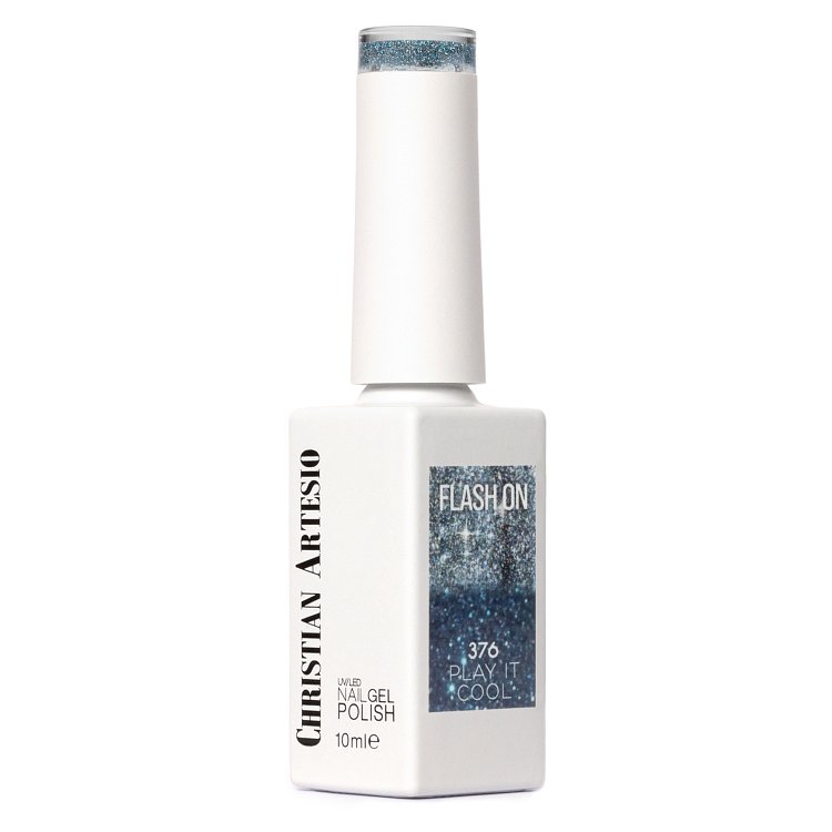 Nail Gel Polish Flashy No 376 Blue Glitter 10ml