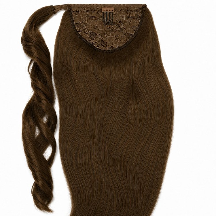 Pferdeschwanz Glatt Echthaar 60cm 100g Braun #2