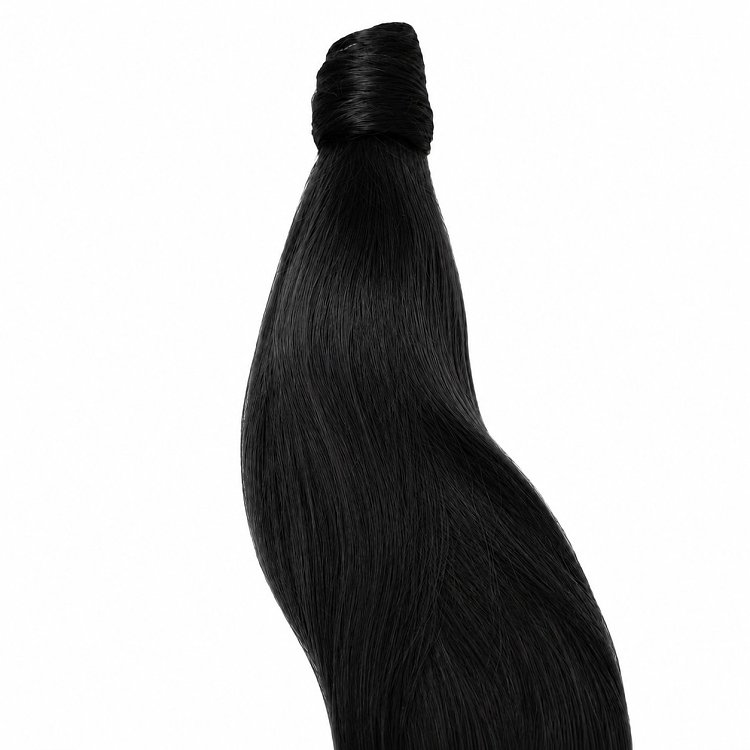 Pferdeschwanz Glatt Echthaar 60cm 100g Schwarz #1