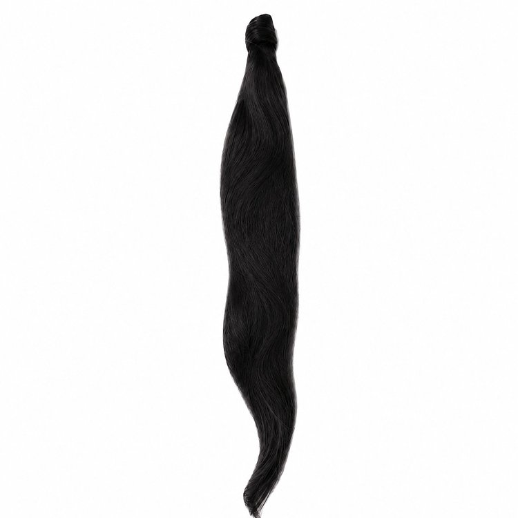 Pferdeschwanz Glatt Echthaar 60cm 100g Schwarz #1