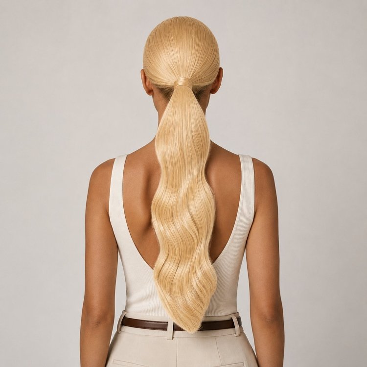 Pferdeschwanz Glatt Echthaar 60cm 100g Blond #24