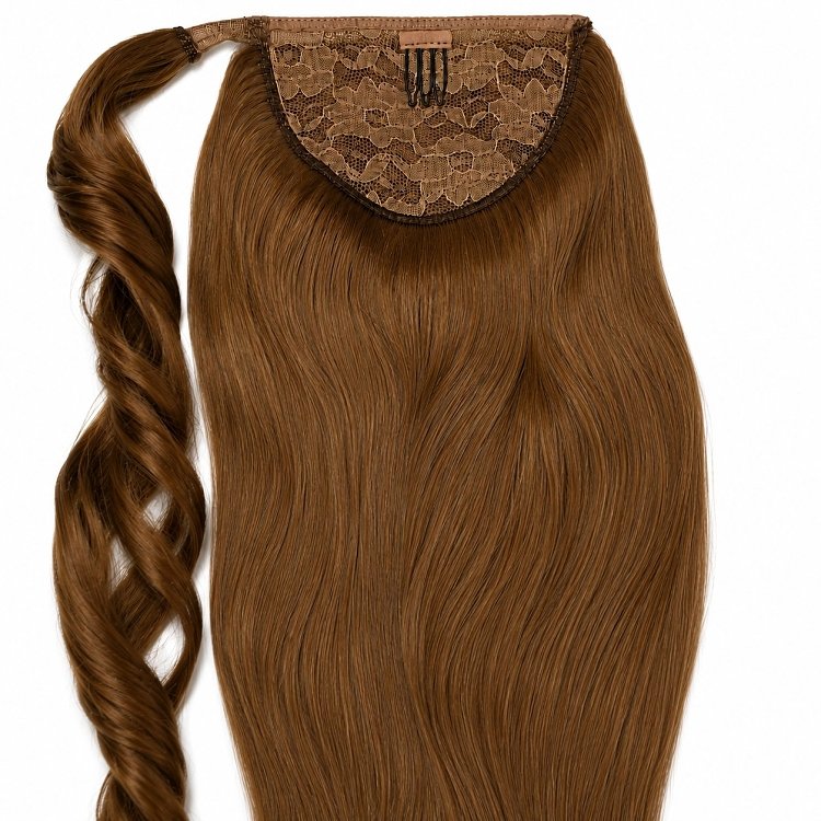Pferdeschwanz Glatt Echthaar 60cm 100g Hellbraun #4