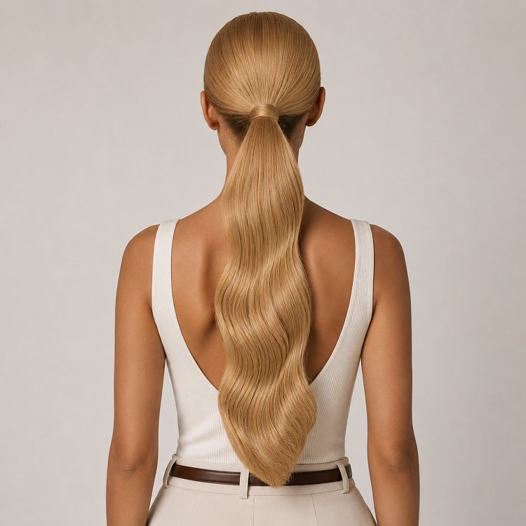 Pferdeschwanz Glatt Echthaar 60cm 100g Blond #8