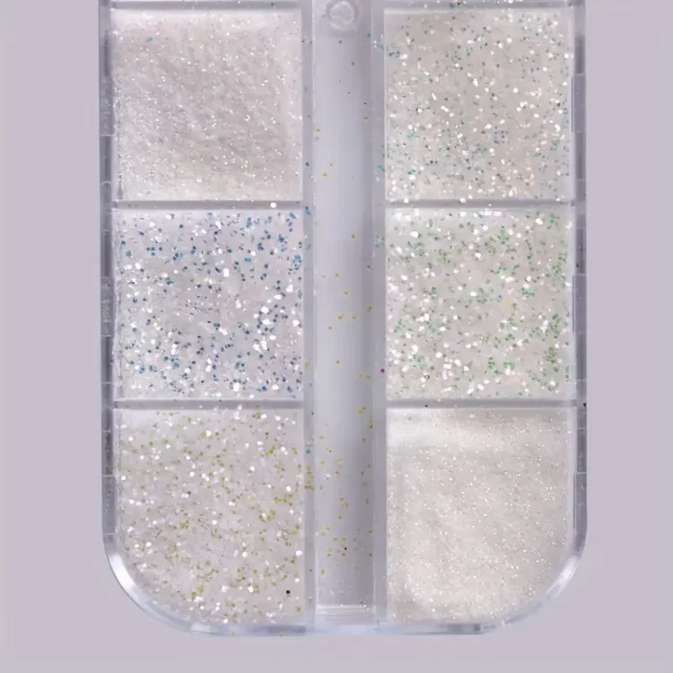 Σετ 12 Λευκές Σκόνες Glitter για Νύχια – Ιριδίζουσα & Ματ Πούδρα για Sugar Effect, Babyboomer & Νυφικό Μανικιούρ