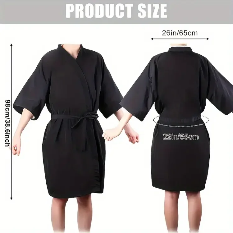 Μαύρη Αδιάβροχη Ρόμπα Κιμονό Κομμωτηρίου – Ιδανική για Βαφή, Χτένισμα & Μακιγιάζ