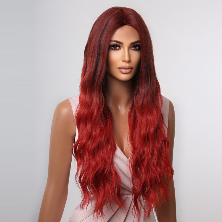 Περούκα Συνθετική Κόκκινη Όμπρε Μακριά Κυματιστή