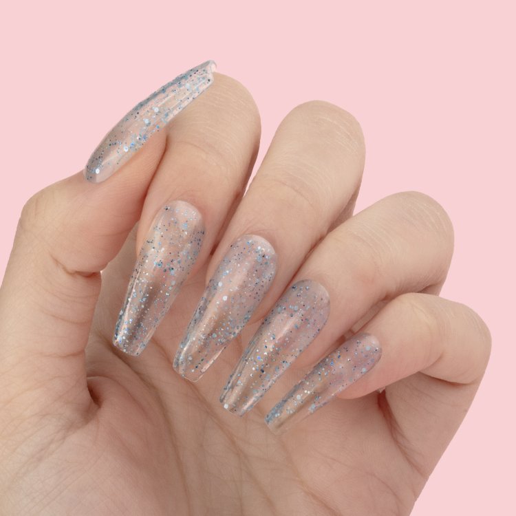 Ημιμόνιμο Βερνίκι Νυχιών Pool Party Νο 446 Διάφανο Μπλε Παγιέτα Flakes 10ml